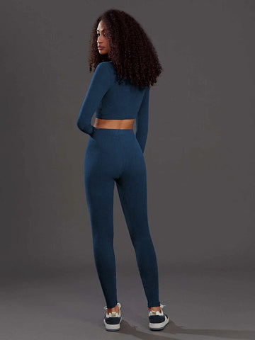 evolu Notched Neck Crop Tee & Leggings