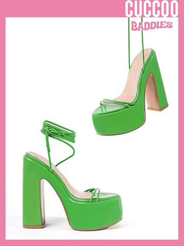 CUCCOO Baddie Collection Platform Chunky Heeled Strappy Sandals