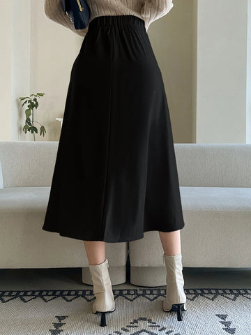 DAZY High Waist Plicated Detail Flared Skirt