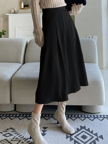 DAZY High Waist Plicated Detail Flared Skirt