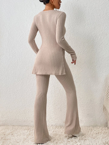 Unity Split Hem Tee & Flare Leg Pants