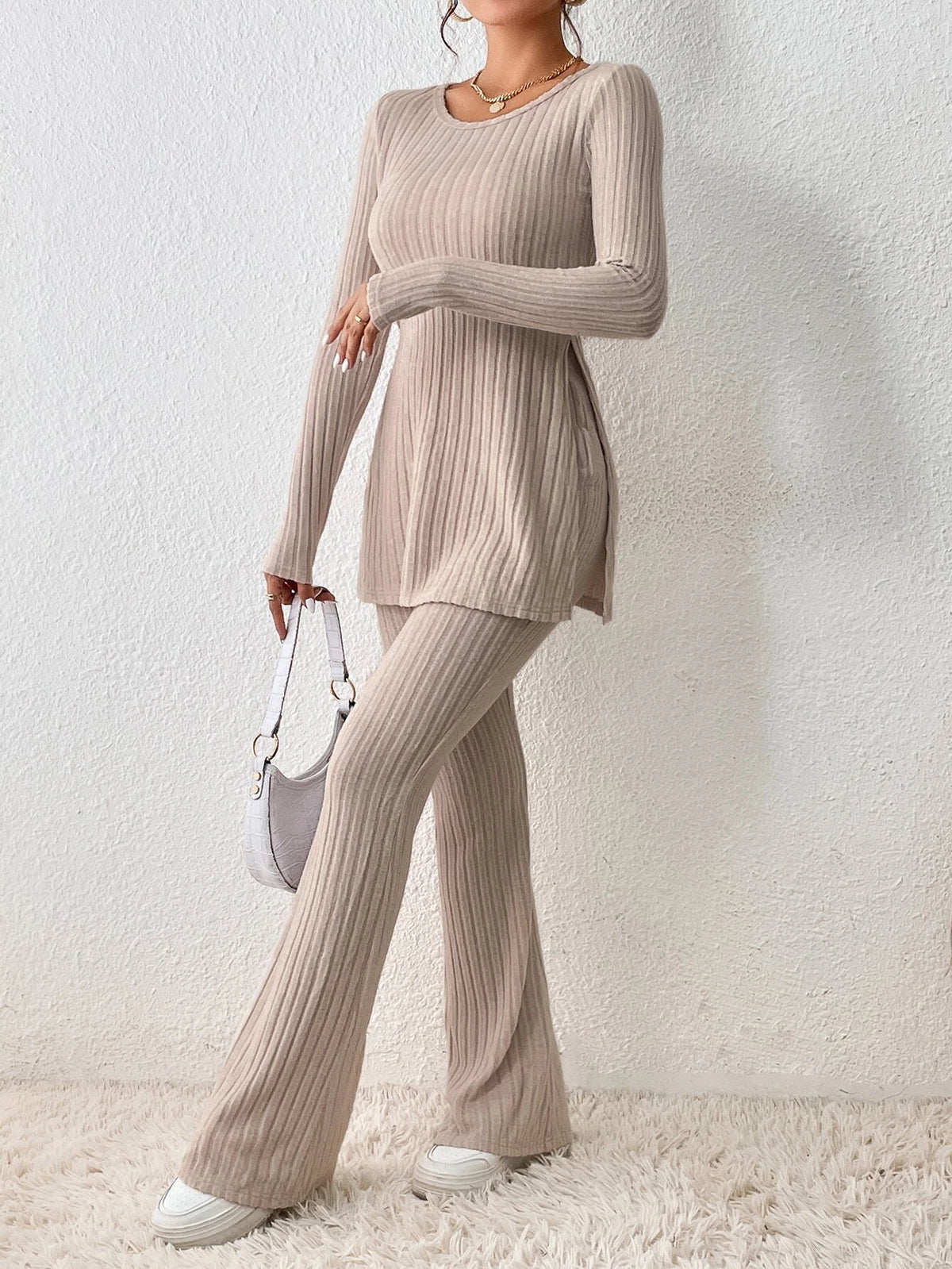 Unity Split Hem Tee & Flare Leg Pants