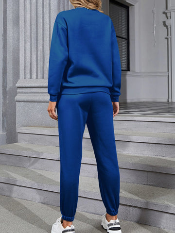 Solid Thermal Lined Pullover & Knot Front Sweatpants