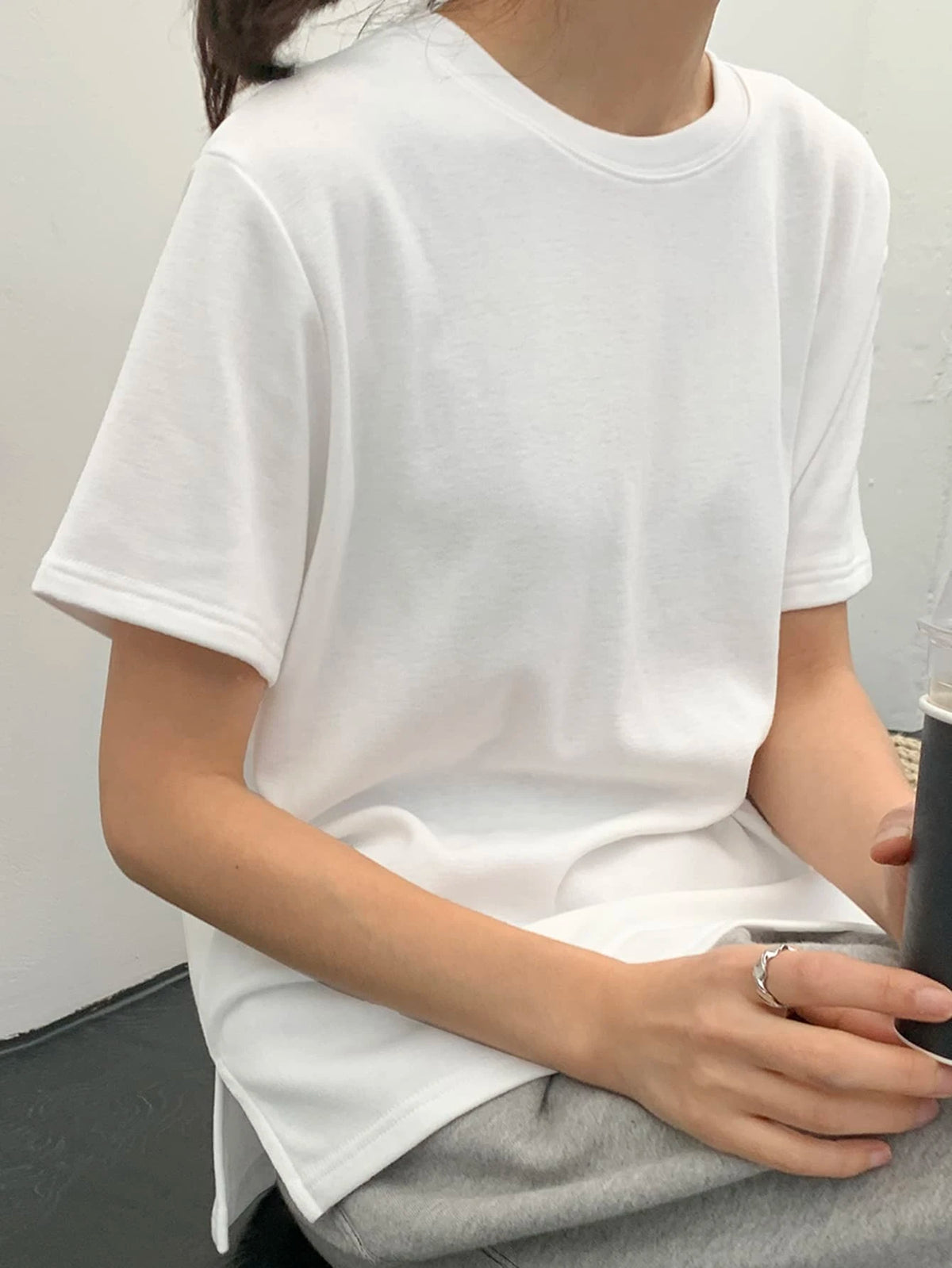 DAZY Solid Round Neck Tee