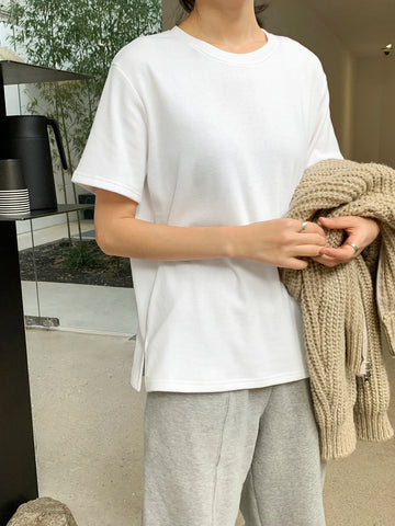 DAZY Solid Round Neck Tee