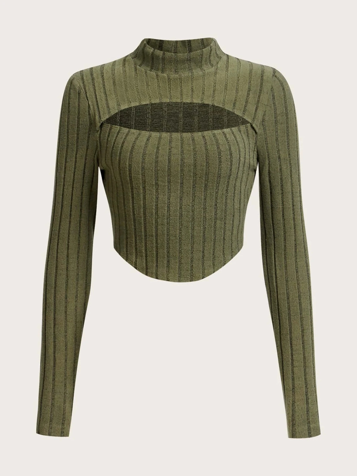 EZwear Cut Out Front Mock Neck Crop Tee