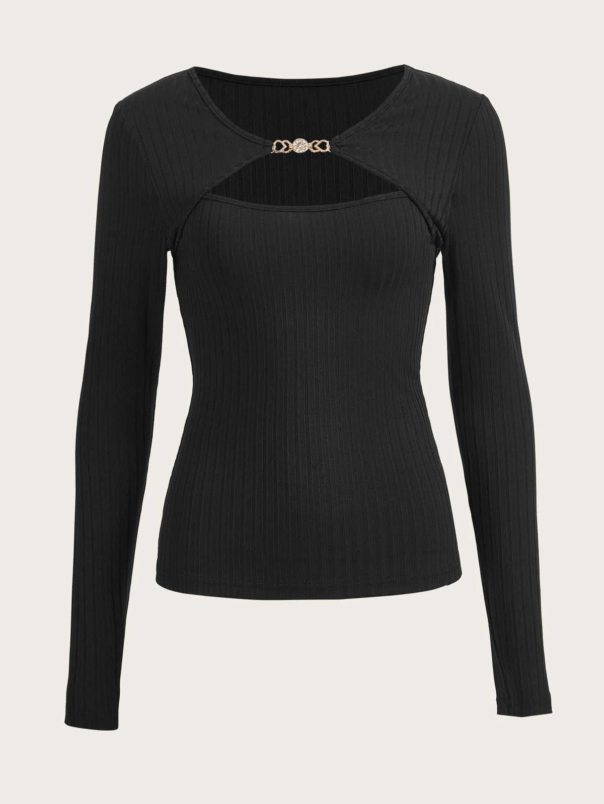 BAE Cut Out Front Ribbed Knit Tee