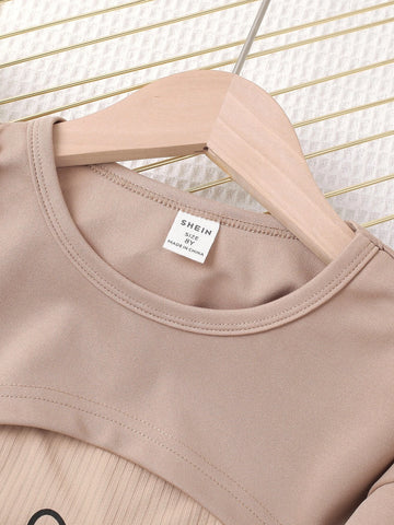 Girls High Low Super Crop Sweatshirt & Heart Print Cami Top & Skirt