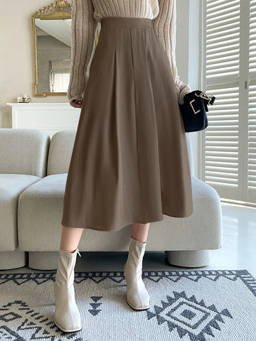 DAZY High Waist Plicated Detail Flared Skirt