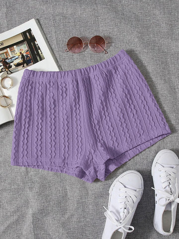 EZwear Solid Elastic Waist Shorts