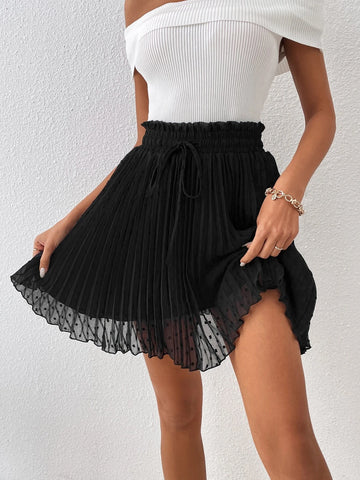 Paperbag Waist Pleated Skirt