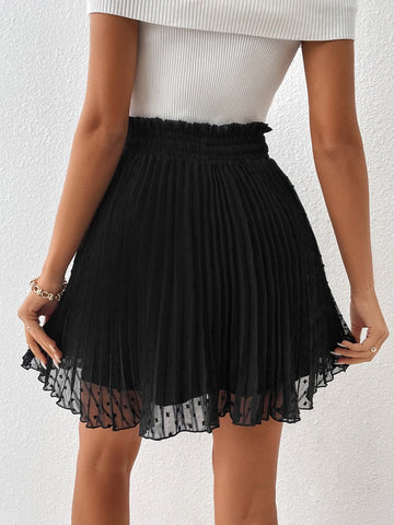 Paperbag Waist Pleated Skirt