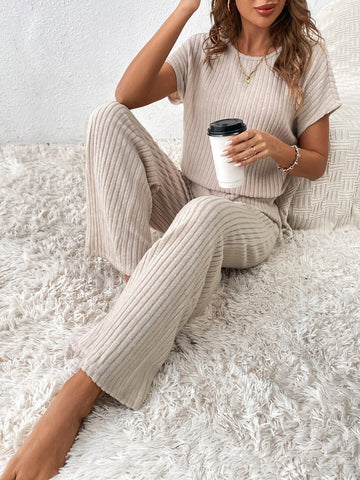 Unity Solid Ribbed Knit Cut Out Back Jumpsuit