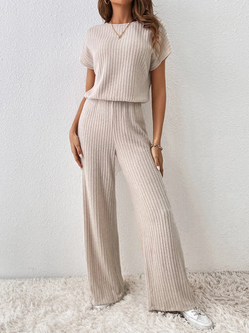 Unity Solid Ribbed Knit Cut Out Back Jumpsuit
