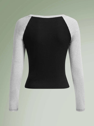 ROMWE Fairycore Star Print Colorblock Raglan Sleeve Tee