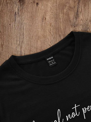 Slogan & Heart Print Tee