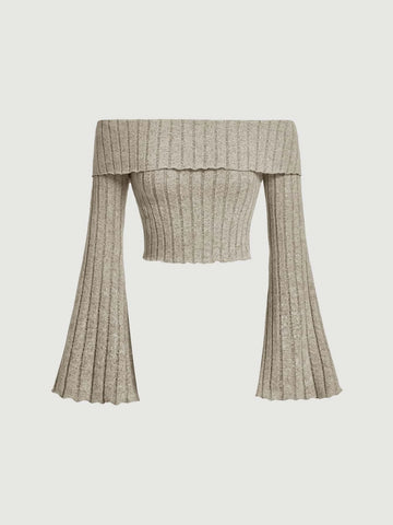 Off Shoulder Flounce Sleeve Tee