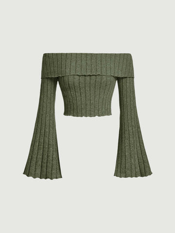 Off Shoulder Flounce Sleeve Tee