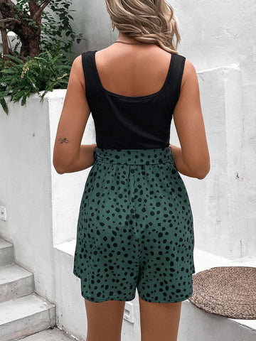 Dalmatian Print Belted Tank Romper