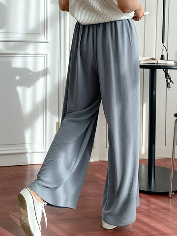 DAZY Solid Elastic Waist Wide Leg Pants