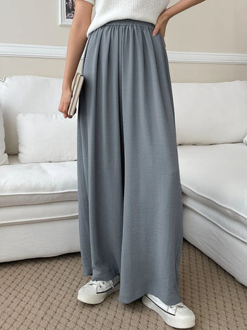 DAZY Solid Elastic Waist Wide Leg Pants