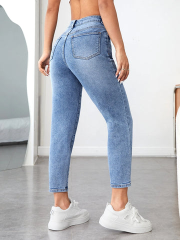 PETITE High Waist Mom Fit Jeans