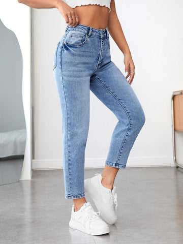 PETITE High Waist Mom Fit Jeans