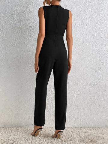 Tall Chain Detail Surplice Neck Jumpsuit
