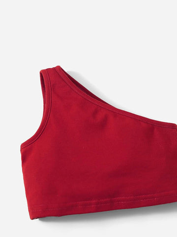Baby One Shoulder Top & Paper Bag Waist Shorts
