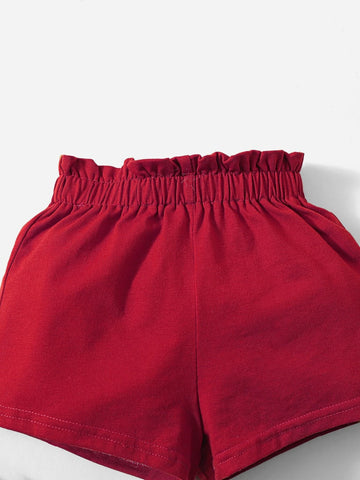 Baby One Shoulder Top & Paper Bag Waist Shorts
