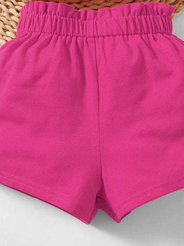 Baby One Shoulder Top & Paper Bag Waist Shorts