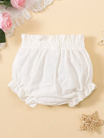 Baby Ruffle Trim Paper Bag Waist Shorts