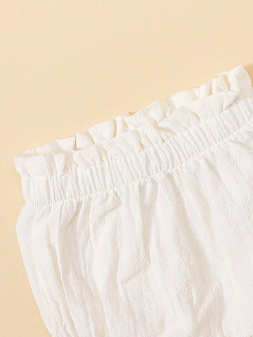 Baby Ruffle Trim Paper Bag Waist Shorts