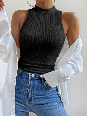 Solid Mock Neck Tank Top