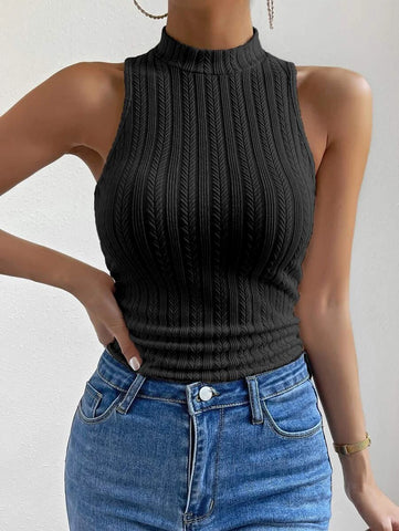 Solid Mock Neck Tank Top