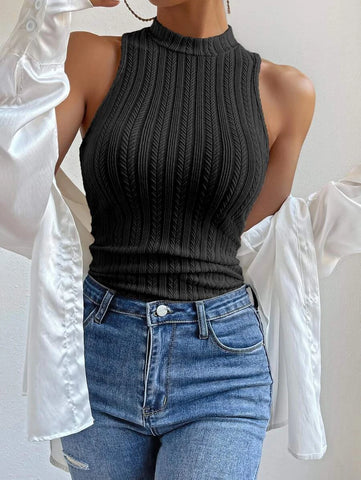 Solid Mock Neck Tank Top