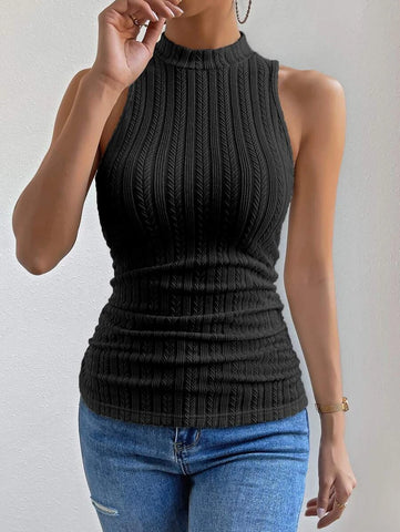 Solid Mock Neck Tank Top