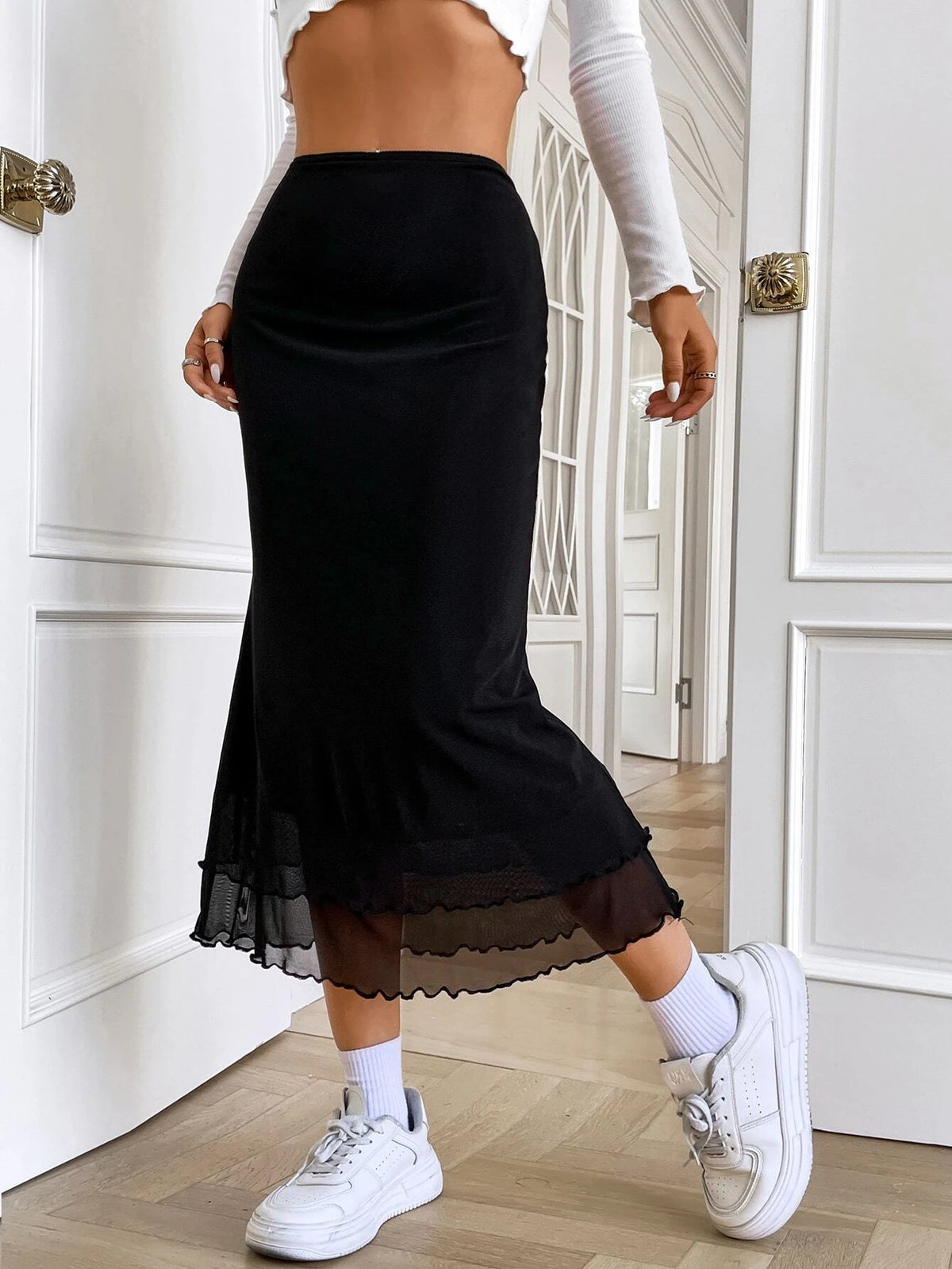 High Waist Mermaid Hem Skirt
