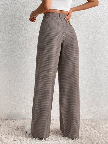 Plaid Print Wide Leg Pants