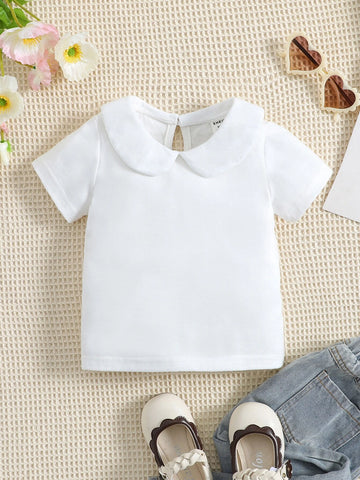 Baby Peter Pan Collar Keyhole Back Tee