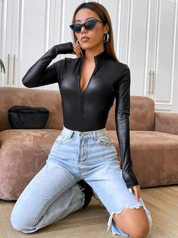 Half Zip Slim Fit Bodysuit