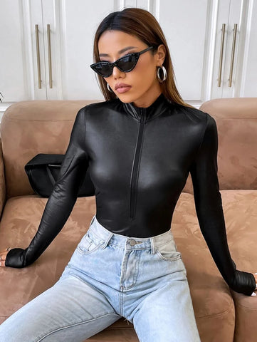 Half Zip Slim Fit Bodysuit