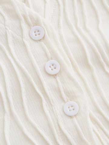 MOD Flounce Sleeve Button Front Tee