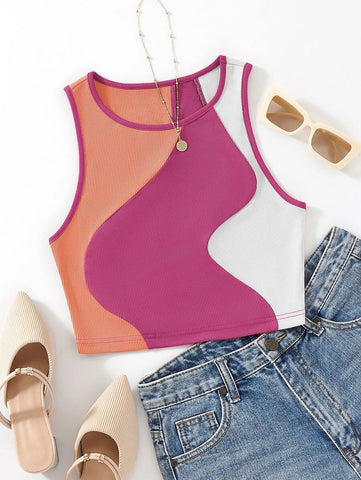 Color Block Tank Top