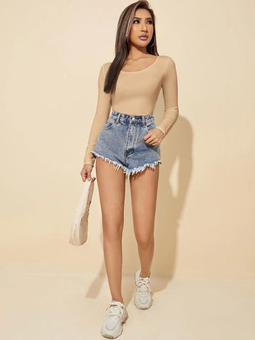 Solid Scoop Neck Slim Tee