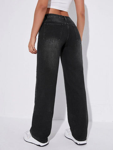 Slant Pocket Wide Leg Jeans