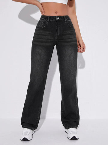 Slant Pocket Wide Leg Jeans
