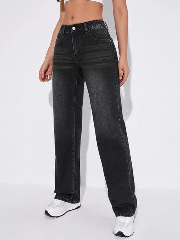 Slant Pocket Wide Leg Jeans