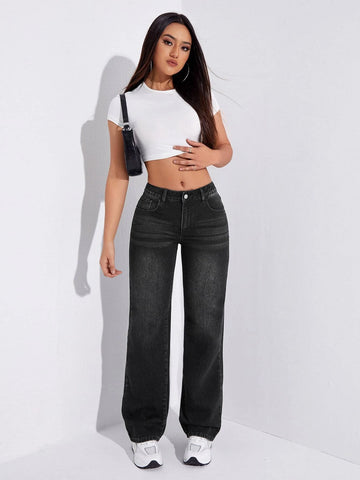 Slant Pocket Wide Leg Jeans