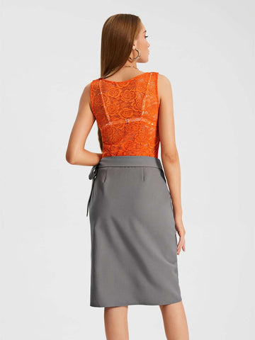 Lace Dress & Tie Side Wrap Skirt Without Lingerie